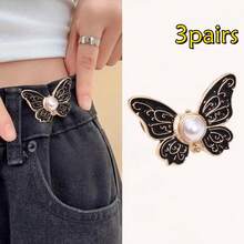 Adjustable & Detachable Waist Belt Buckle - Seamless Spring Clip Closure Suitable For Pants & Skirts, Butterfly Pattern Design - Multicolor - View 18