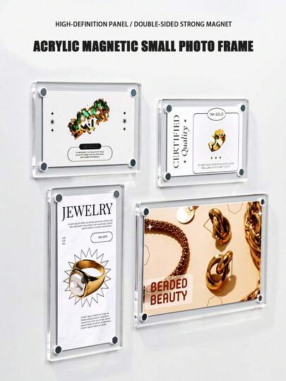 3-Inch Transparent Acrylic Magnetic Photo Frame, Magnetic Fridge Sticker For Photo Display, DIY Memo, Suitable For Photo Display, DIY Fridge Magnets, Memo