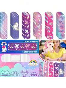 31/20pcs Waterproof Bandages, Breathable & Elastic, Cute Cartoon Patterns Like Unicorn, Butterfly, Sunflower, Rainbow, In Metal Tin - Multicolor - View 3