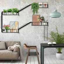 3-Tier Metal Wall Mounted Storage Rack With Multiple Combination Styles, Multifunctional Display & Organizer Rack, Suitable For Kitchen, Bathroom, Office, Bedroom And Storage Room. - Black - View 3