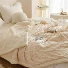 Luxurious Double-Sided Fleece Throw Blanket - Soft,Plush White 130*160 Double-Layer Jacquard Taffeta Blanket, Luxurious Soft Fleece Throw For All Seasons, Bedroom Elegance & Gift Ready - Creamy White - View 2