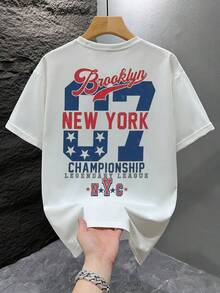 男士时尚印花宽松短袖T恤一件装 | 精致设计 | 夏季必备 | 易于搭配，展现您的风格 - 白色 - 查看 3