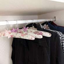 Padded Hangers For Clothes Satin Hanger Clothes Hanger Padded Hangers For Women Sweaters (Floral-5pcs) - 花卉圖案-5件套 - 查看 4