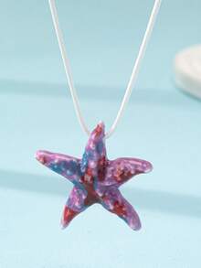 1 Pc Summer Vacation Sea Beach Starfish Pendant Necklace For Women - Multicolor - View 4
