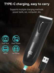 MIGUAN 男士电动理发器，黑色，USB充电式，配备500mAh电池，适用于腿部、手臂和胡须修剪 - 完美的节日礼物，理容修剪器 | 时尚理容 | USB充电，身体理容器 - 黑色 - 查看 5