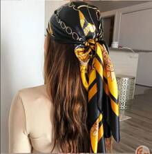 Paisley    Polyester    1pc Blush Pink Satin Square Scarf Women Lightweight Boho Headband Hair Accessory Spring Summer Beach Wrap Versatile Bandana Fashion Scarf - 粉色 - 查看 9