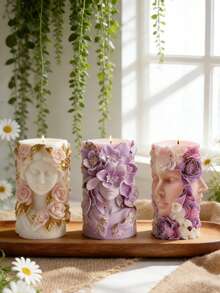 1 Silicone Mold For A Flower Side Face Art Relief Girl Candle, Featuring A Three-Dimensional Design Of The Girl's Side Face And Lily Flowers. The Texture Of The Hair And The Realistic Braided Veins Are Delicately Depicted. - Relief Portrait Candle Mold - View 4