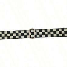 3.8cm Wide Check Pattern Long Shoulder Strap For Women's Bag Can Be Used As A Crossbody Or Shoulder Strap For Bag Replacement - 黑色 - 查看 5