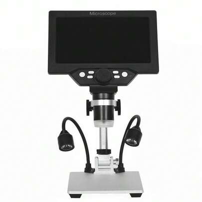 G1200 Digital Microscope 7 Inch Large Color Screen Large Base LCD Display 12MP 1-1200X Continuous Amplification Magnifier With Aluminum Alloy Stand with Two Fill Lights