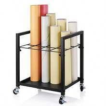 Blueprint Storage Rack Blueprint Holder Metal Blueprint Storage Cart with Wheels 12 Slots Roll File Holder for Home Office School to Storage Blueprint Poster Architectural Plan - Negro 12 ranuras - Ver 1
