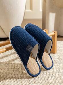 Papuci de casă liniștiți pentru bărbați, papuci respirabili confortabili cu fund moale antiderapant pentru dormitor, potriviți pentru podea din lemn, unisex pentru primăvară și toamnă - Albastru - Vizualizare 2