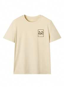 1件装男童休闲印花圆领短袖T恤，夏季学生装 - 一款百搭T恤，为每个孩子带来欢乐和幸福！ - 杏色 - 查看 4