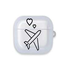 简约爱心飞机图案耳机保护套，透明清爽耳机套，耳机防震保护壳，兼容苹果蓝牙耳机保护套 - 無色 - 查看 4