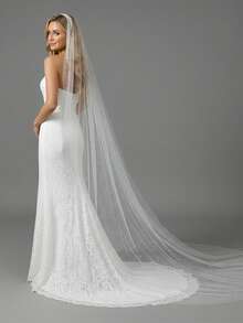 3m Luxury Wedding Veil With Pearls Long Bridal Veils With Comb Delicate Beaded Cathedral Length Veil - Multicolor - View 8