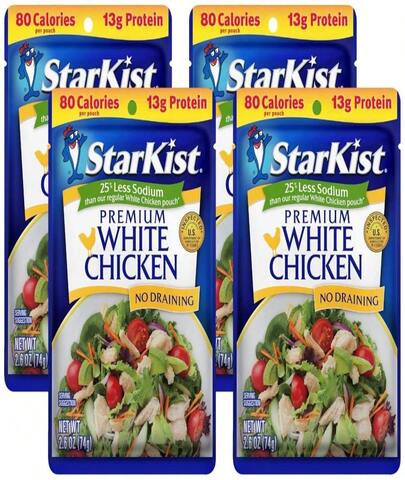 StarKist Pollo Blanco Premium con Menos Sodio - Bolsa de 2.6 Onzas (Paquete de 4)