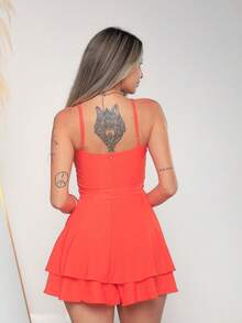 Basic Printed Jumpsuit With Padded Cups - Duna Premium - Aperol - View 2
