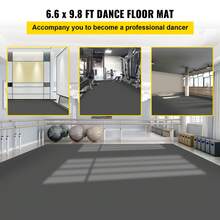 Dance Floor 2x1.2m To 2x15m Dance Floor Roll 0.06in Thick PVC Vinyl Dance Floor, Black Grey Reversible Portable Dance Floor, Non-Slip Dance Flooring, Ballet Dance Floor For Jazz, Pop, Lyrical Style - 2米X3米 - 查看 2
