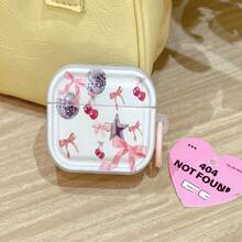 New Large Cherry Bow Design Earphone Case, Transparent Refreshing Earphone Cover, Earphone Anti-Drop Shell, Suitable Compatible With Apple Bluetooth Earphone Protective Case - Clear - View 8