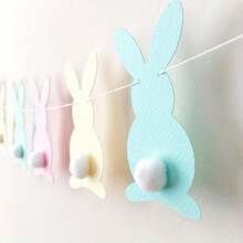 1 pieza Cartel de bienvenida con conejito de Pascua y pollitos - Decoración colgante de primavera artificial con motivos lindos y de huevos, decoración de fiesta de Pascua interior/exterior en tonos pastel, 2D plano para señalización de puerta, pared y celebraciones de primavera, 2D plano - Multicolor - Ver 7