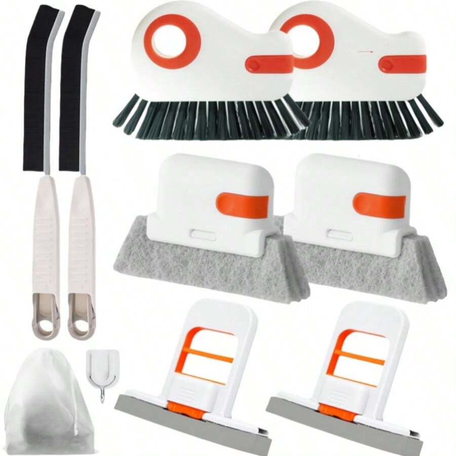 10PCS Window Sill Cleaner Tool - Hard Bristle Crevice Cleaning Brush, Multifunctional Gap Scrub Brush, Window, Home Essentials, Bathroom Cleaner Tools For Household Use, Kitchen - 10 PCS - View 1