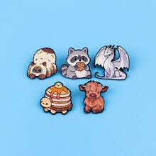 Cute Animals Cats Shih Tzu Dogs Enamel Pin Cartoon Rabbit Raccoon Brooch Pins Lapel Pin Badge On Backpack Clothing Accessories Jewelry Frineds Gifts - Black - View 12