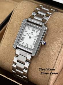 Pablo Raez 1pc Pablo Classic Women's Watch Rectangular Vintage Arabic Style Luxury Ladies Dress Watch Stainless Steel Solid Heavy Bracelet Top Brand New Original Charming Fashion Quartz Retro Watch Business Fantasy Women's Wristwatch White Dial Real Bar Roman Numeral Display Teacher Gift Clock Suitable For Girls And Teenage Students Graduation Wedding Gift - one-size - View 13
