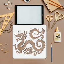 4pcs Mythical Beast Painting Templates - Dragon Shaped Reusable Plastic Painting Stencils (7.87*7.87 Inches), Exclusive Design! Professional Painting Template Set To Inspire Your Artistic Creativity! - 4 Mythical Beast Drawing Templates - View 3