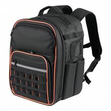 Mochila para Herramientas, Mochila de Trabajo 280 x 230 x 405 mm con 49 Bolsillos, Compartimento para Portátil y Base de Tela Reforzada, Organizador de Herramientas para Electricistas - 280 x 230 x 405 mm - Ver 8