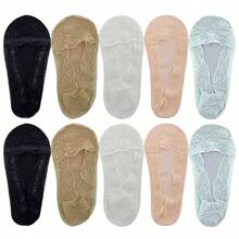Women Boat Socks Summer Silicone Non-Slip Breathable Hollow Lace Flower Invisible Sock Fashion Cool Thin Sock - Multicolor - View 10