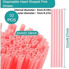 Pajitas de plástico reutilizables con forma de corazón rosa, lindas y elegantes para café, bebidas, jugos, bares, hoteles y uso doméstico - Rosa - Ver 4