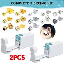 2pcs/Set Disposable Ear Piercing Gun With Embedded Earrings - Self-Piercing Tool Kit - Multicolor - View 3