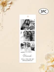 1/3pcs Customized Bridesmaid Proposal Photo Strip, Customize Photo And Text,Personalized Bridesmaid Proposal Gift Bookmark, Will You Be My Bridesmaids Card,Will You Be My Bridesmaid Card, Bridesmaid Proposal Card Template, Maid Of Honor Proposal Card - Multicolor - View 9