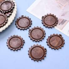 10pcs Round Wooden Pendant Trays, Embedded Frame, Suitable For DIY Crafts, Photo Pendant Necklace Jewelry Making, Transparent Dome, Easy Assembly, Multi-Functional Design - Round - View 6