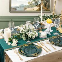 102PCS Gre1en And Gold Plates - Gre1en Plastic Plate - Fancy Heavy Duty Disposable Plates - Heavyweight Disposable Dinner & Dessert Plate For 51 Guests For Party & Wedding - 格林 - 查看 7
