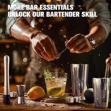 Cocktail Shaker Set, 23-Piece Boston Stainless Steel Bartender Kit With Acrylic Stand & Cocktail Recipes Booklet, Professional Bar Tools For Drink Mixing, Home, Bar, Party (Include 4 Whiskey Stones) - Sliver - View 4