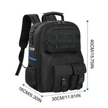LIPETY Heavy-Duty Tool Bag With Detachable Storage Pouch - Hardware Accessories Storage Bag With Shoulder Strap, Suitable For Electrical Repairs. - Black - View 12