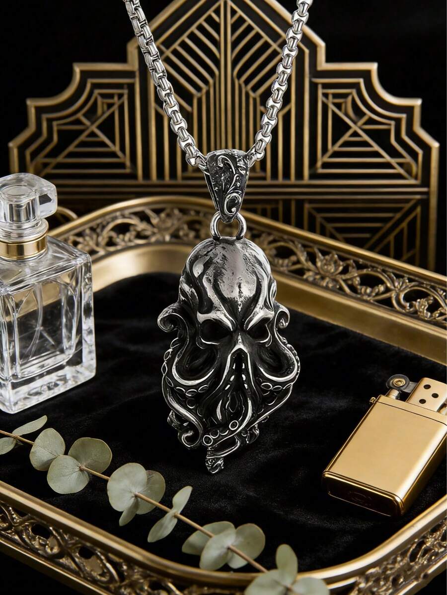 1件新款时尚复古创意章鱼海怪头吊坠项链男女通用个性化饰品 - 時尚 - 查看 1