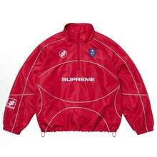 Supreme Reflective Piping Tracksuit Pullover  And Trackpants | Unisex 2-Piece Reflective Piping Tracksuit Set Half-Zip Pullover Hooded Jacket And Matching Track Pants Lightweight Windbreaker Techwear Outfit Reflective Stripe Sportswear Set | For Men And Women Streetwear Fashion Available In Black, Blue And Red - Red Jacket - 查看 7