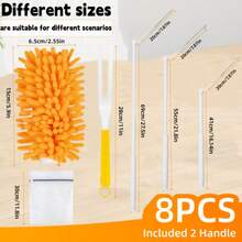 8Pcs Reusable Duster Refill Compatible With Hand Duster +2FT Extended Handle +1 Handle, 360 Heavy Duty Duster Refills For Cleaning, Office, Ceiling Fan - Orange - View 7