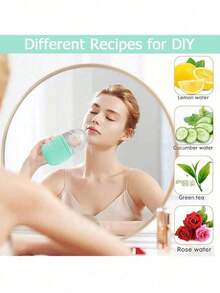 3-Piece Ice Massage Roller Set - Facial Skincare Ice Massage Roller Kit, Facial Massage Tool, Silicone Ice Massage Roller, Rose Quartz Roller Massager With Gua Sha Board, For Relieving Facial And Eye Puffiness, Facial Massager, Contour Shaping, Skin Care And Radiance, Suitable For Eyes, Neck And Face, Ice Massage Roller Mold Cube - Skincare Tools. Summer Ice Massage Products, Office Supplies, Study Supplies, Travel Essentials. - 綠色 - 查看 10