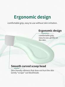 Ferramenta de Limpeza de Cravos com Formato Humano - Limpador de Poros Facial Suave, Colher de Cuidados com a Pele Não Elétrica com Superfície Texturizada e Alça Verde Clara, Universal para Todas as Estações - Multicolorido - Visão 4