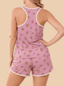 FEMINNITA Baby Doll Regata Estampado Nadador Isabel - Rosa capivara - Visão 5