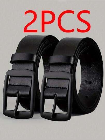 2pcs Free Shipping, Limited Offer: 1pc Fashionable Men's PU Leather Belt - Vintage Design Smooth Buckle Belt, Suitable For Daily Life, Casual Wear And Business Occasions, Durable & Comfortable Adjustable