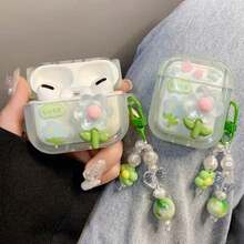 Summer Green Flowers Earphone Case For Apple  4 3 Case Silicone Wireless Bluetooth Earbuds Cover For  Pro 2 EIUF VWEW - Mint Green - View 1