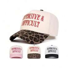 1pc Women's "Expensive & Difficult" Embroidered Letter Trucker Hat, Casual Baseball Cap, Suitable For Spring, Autumn, Street, Travel, Beach Vacation - Pink - View 2