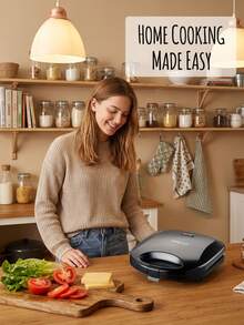 SOKANY 08112 三明治机 家用早餐机 煎吐司神器 不粘涂层煎炸机 水锁纹路设计 口感柔和 - 黑色 - 查看 3