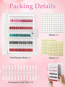 96/144 Colors Magnetic Nail Art Display Book, Detachable Color Cards, High-End Transparent PU Color Card Display Book - 彩色 - 查看 15