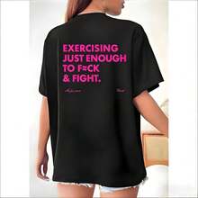 Funny EXERCISING JUST ENOUGH TO F≈CK & FIGHT Tee, Retro Vintage Y2K Streetwear - 黑1 - 查看 8