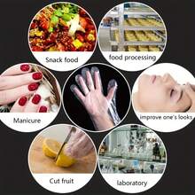 Disposable Thickened PE Plastic Kitchen Gloves, 200pcs Box Clear Gloves For Food Prep, Cooking & Daily Use - trong suốt - Xem 2