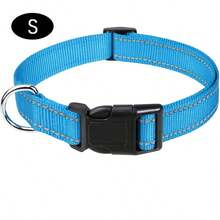1pc Reflective Adjustable Dog Collar, Thin Nylon Webbing And Quick Release Plastic Buckle, Adjustable Nylon Collar Suitable For Small, Medium, Large Dogs, Walking & Training - Sky Blue - View 16